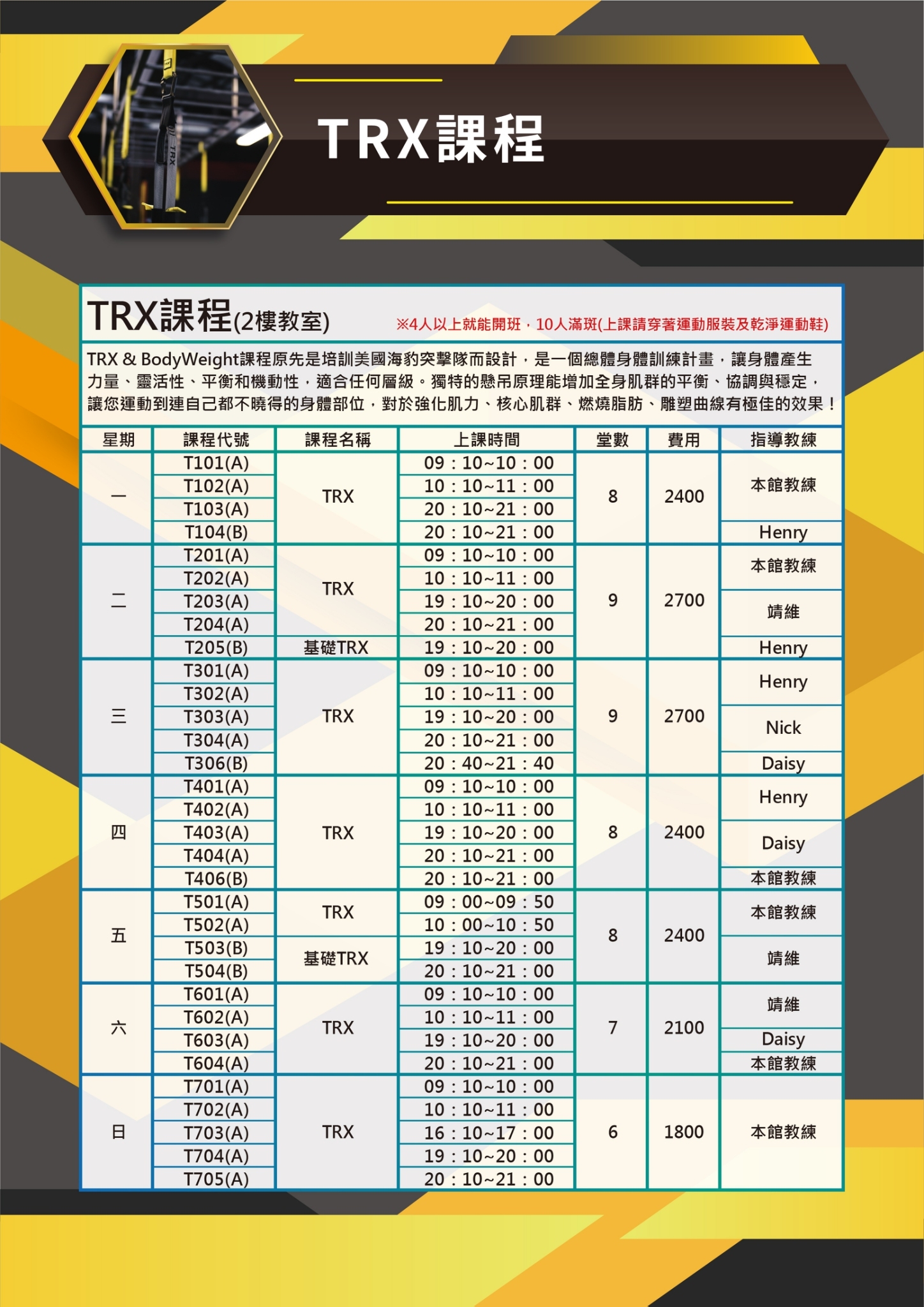 Trx課程 台中港區運動公園官方網站